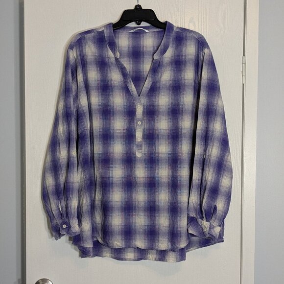 RIDERS BY LEE Purple/White Plaid Pullover Cotton Top; Size 3X - Picture 1 of 5